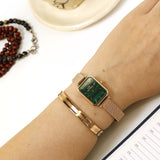 Daniel Wellington Quadro Melrose Green Dial Rose Gold Mesh Strap Watch For Women - DW00100437