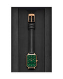 Daniel Wellington Quadro Pressed Sheffield Green Dial Black Leather Strap Watch For Women - DW00100439