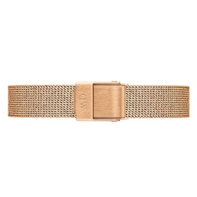 Daniel Wellington Petite Pressed Melrose Black Dial Rose Gold Mesh Strap Watch For Women - DW00100440