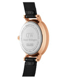 Daniel Wellington Classic Petite Pressed Ashfield Black Dial Black Mesh Bracelet Watch For Women - DW00100441