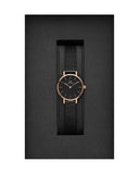 Daniel Wellington Classic Petite Pressed Ashfield Black Dial Black Mesh Bracelet Watch For Women - DW00100441