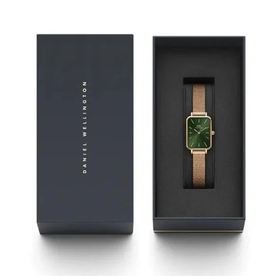 Daniel Wellington Pressed Melrose Emerald Green Rose Gold Mesh Strap Watch For Women - DW00100445
