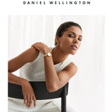 Daniel Wellington Petite Pressed Melrose White Dial Gold Mesh Bracelet Watch For Women - DW00100447