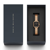 Daniel Wellington Quadro Studio Black Dial Rose Gold Mesh Strap Watch For Women - DW00100518