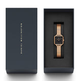 Daniel Wellington Quadro Studio Black Dial Rose Gold Mesh Strap Watch For Women - DW00100518