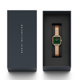 Daniel Wellington Quadro Green Dial Gold Stainless Steel Watch For Women - DW00100520