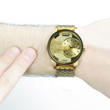 Diesel Mini Daddy Gold Dial Gold Steel Strap Watch For Men - DZ7306
