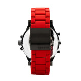 Diesel Mr Daddy 2.0 Chronograph Black Dial Red Silicone Strap Watch For Men - DZ7370