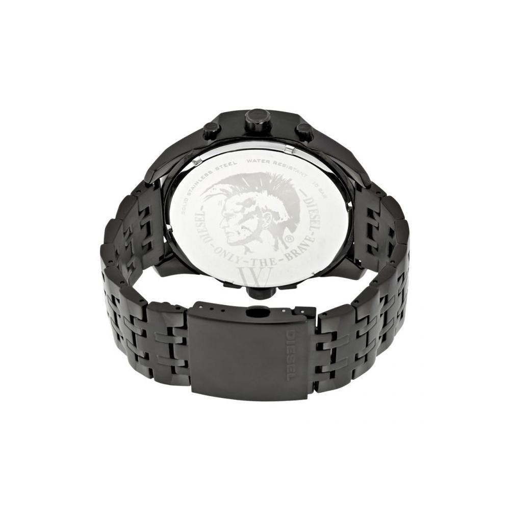 Diesel Uber Chief Chronograph Red Dial Black Steel Strap Watch For Men - DZ7373