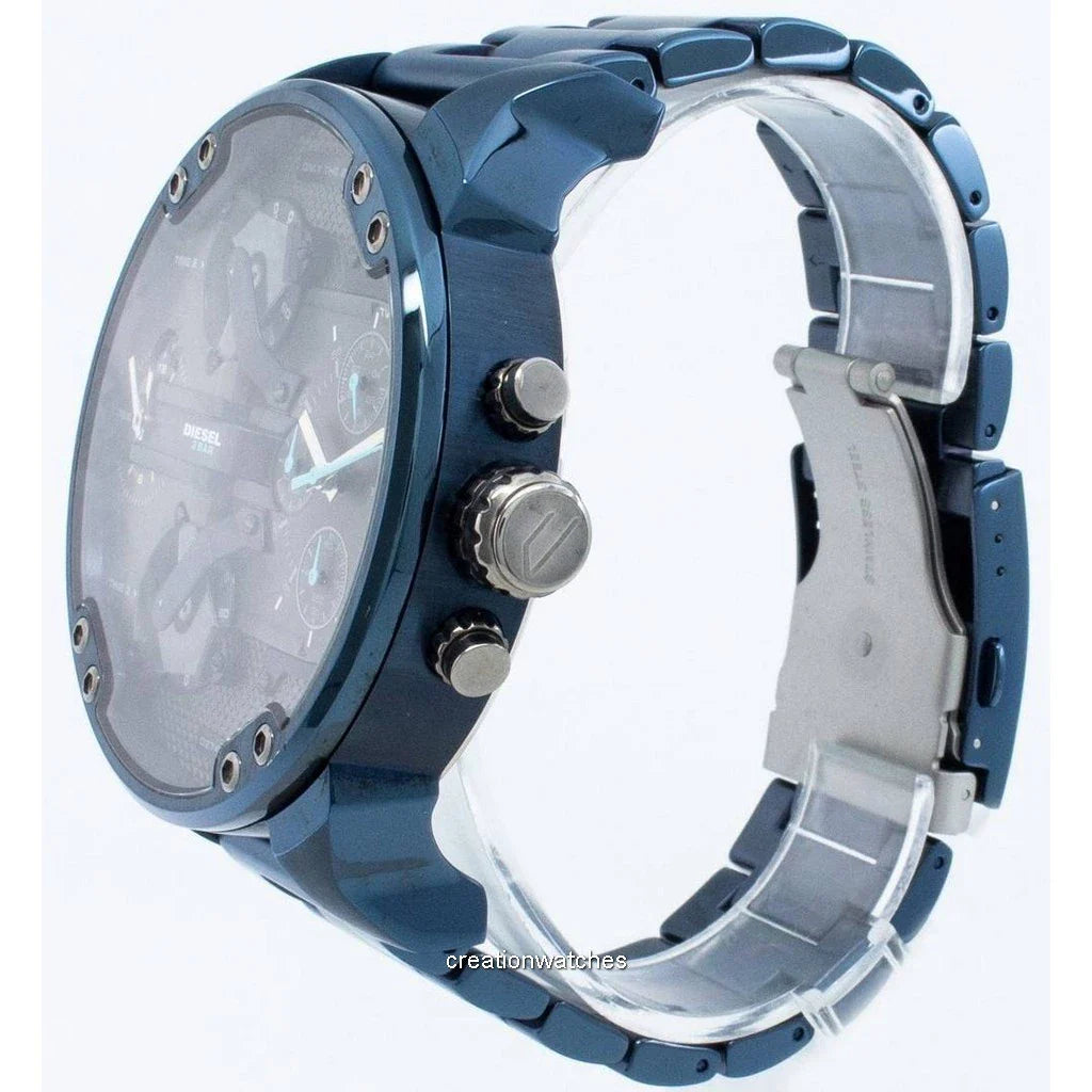 Diesel Daddy 2.0 Chronograph Grey Dial Blue Steel Strap Watch For Men - DZ7414