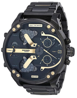 Diesel Big Daddy Chronograph Black Dial Black Steel Strap Watch For Men - DZ7312