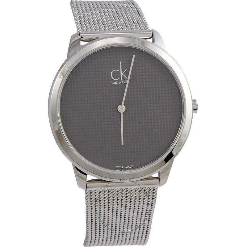 Calvin Klein Minimalist Black Dial Silver Mesh Bracelet Watch for Men - K3M2112X