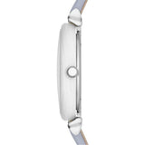 Emporio Armani Gianni T-Bar Mother Of Pearl White Dial Grey Leather Strap Watch For Women - AR11039