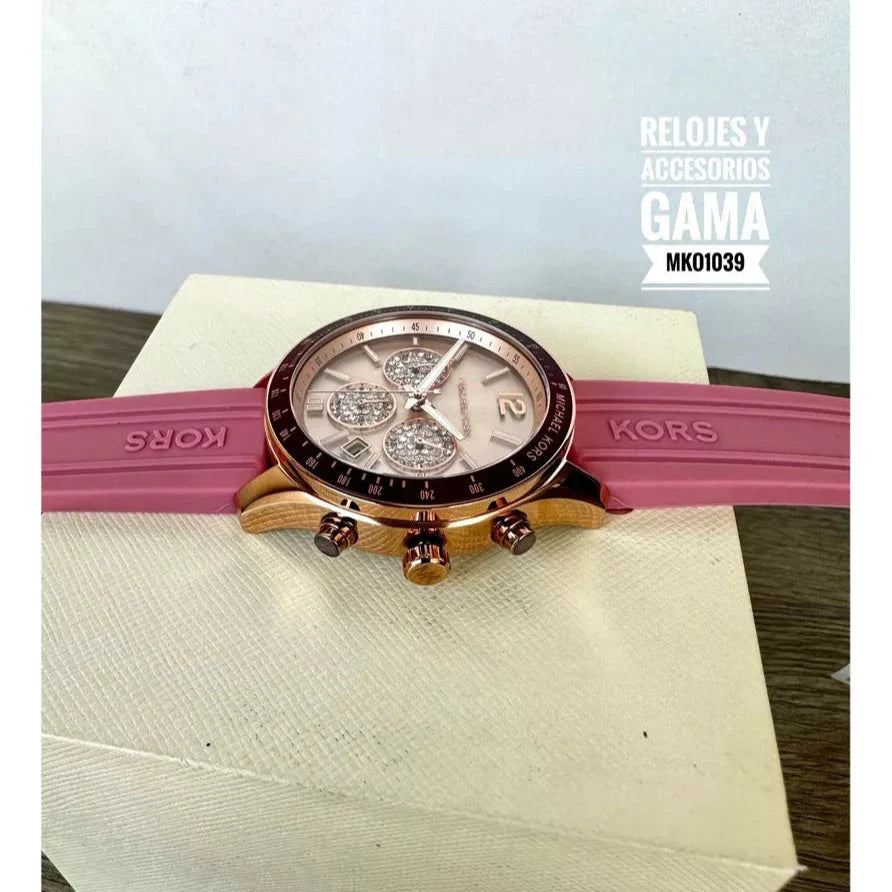 Michael Kors Berkley Quartz Rose Gold Dial Pink Rubber Strap Watch for Women - MKO1039