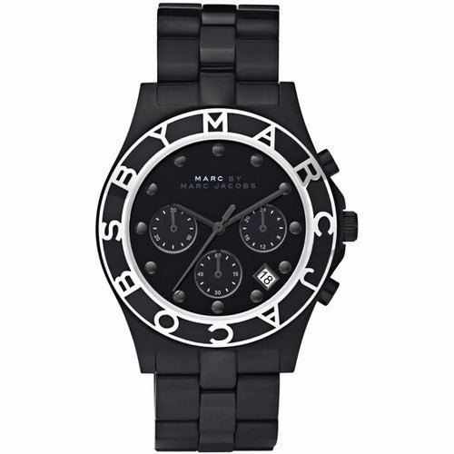 Marc Jacobs Blade Chronograph Black Dial Black Steel Strap Watch for Women - MBM3083