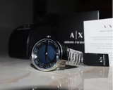 Armani Exchange Hampton Chronograph Blue Dial Silver Steel Strap Watch For Men - AX2178