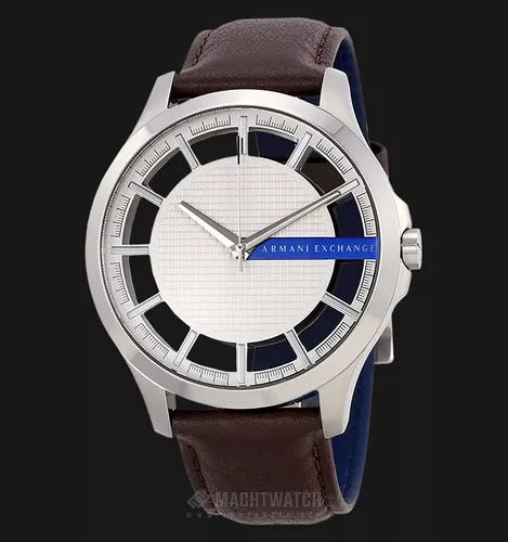 Armani Exchange Hampton Chronograph White Dial Brown Leather Strap Watch For Men - AX2187