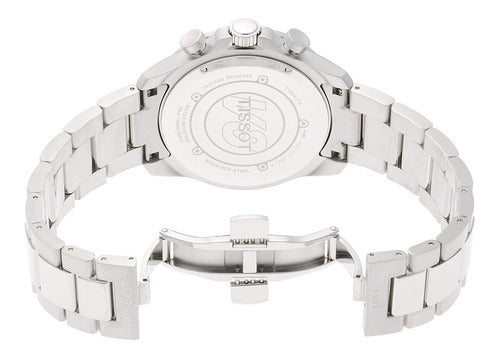 Tissot V8 Quartz Chronograph Black Dial Silver Steel Strap Watch For Men - T106.417.11.051.00