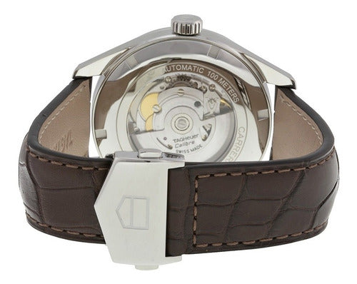 Tag Heuer Carrera Calibre 5 Automatic White Dial Brown Leather Strap Watch for Men - WAR201B.FC6291