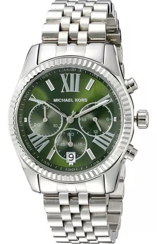 Michael Kors Lexington Quartz Green Dial Silver Steel Strap Watch For Women - MK6222