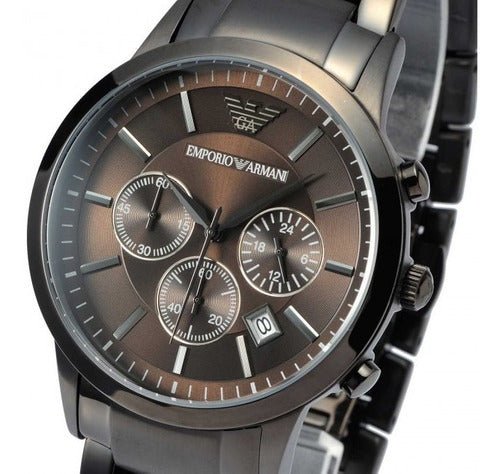 Emporio Armani Classic Chronograph Grey Dial Grey Steel Strap Watch For Men - AR2454