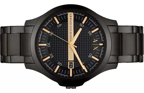 Armani Exchange Hampton Chronograph Black Dial Black Steel Strap Watch For Men - AX2413