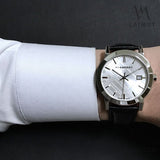 Burberry The City White Dial Black Leather Strap Watch for Men - BU9008