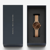Daniel Wellington Petite Amber Brown Dial Rose Gold Mesh Strap Watch for Women - DW00100478