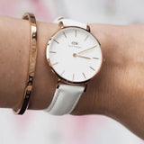 Daniel Wellington Petite Bondi White Dial White Leather Strap Watch for Women - DW00100189