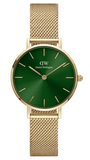 Daniel Wellington Petite Emerald Green Dial Gold Mesh Strap Watch For Women - DW00100479