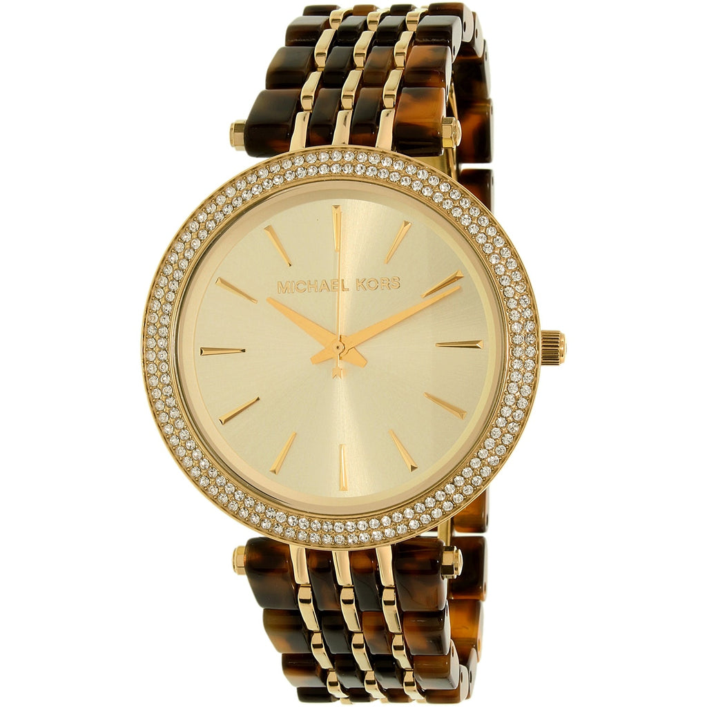 Michael Kors Darci Gold Dial Brown Two Tone Steel Strap Watch for Women - MK4326