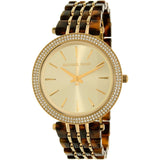 Michael Kors Darci Gold Dial Brown Two Tone Steel Strap Watch for Women - MK4326