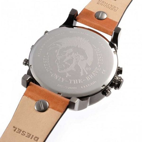 Diesel Mr Daddy 2.0 Chronograph Black Dial Brown Leather Strap Watch For Men - DZ7332