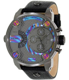 Diesel Badass Chronograph Anthracite Dial Black Leather Strap Watch For Men - DZ7270