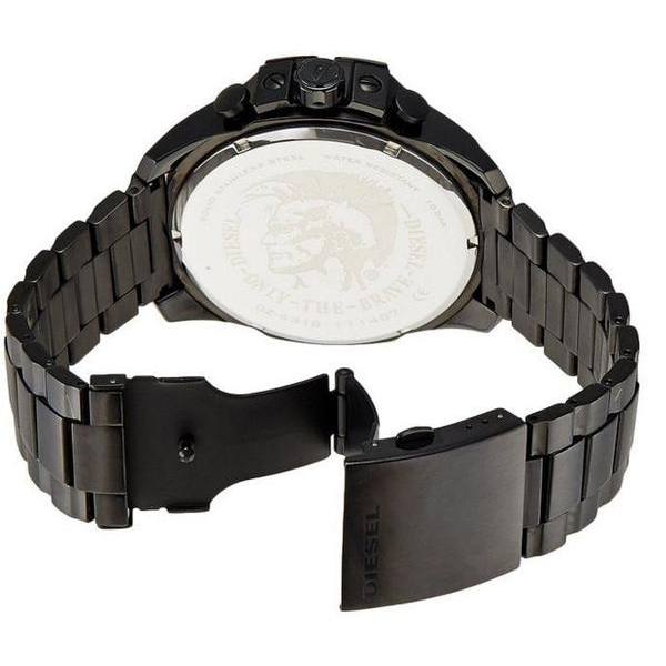Diesel Mega Chief Chronograph Black Dial Black Steel Strap Watch For Men - DZ4283