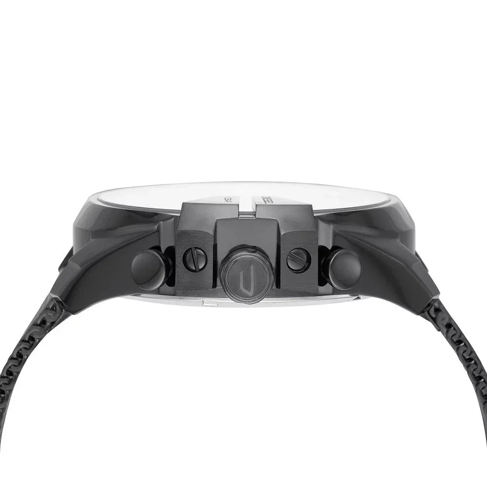 Diesel Mega Chief Chronograph Black Dial Black Mesh Strap Watch For Men - DZ4527