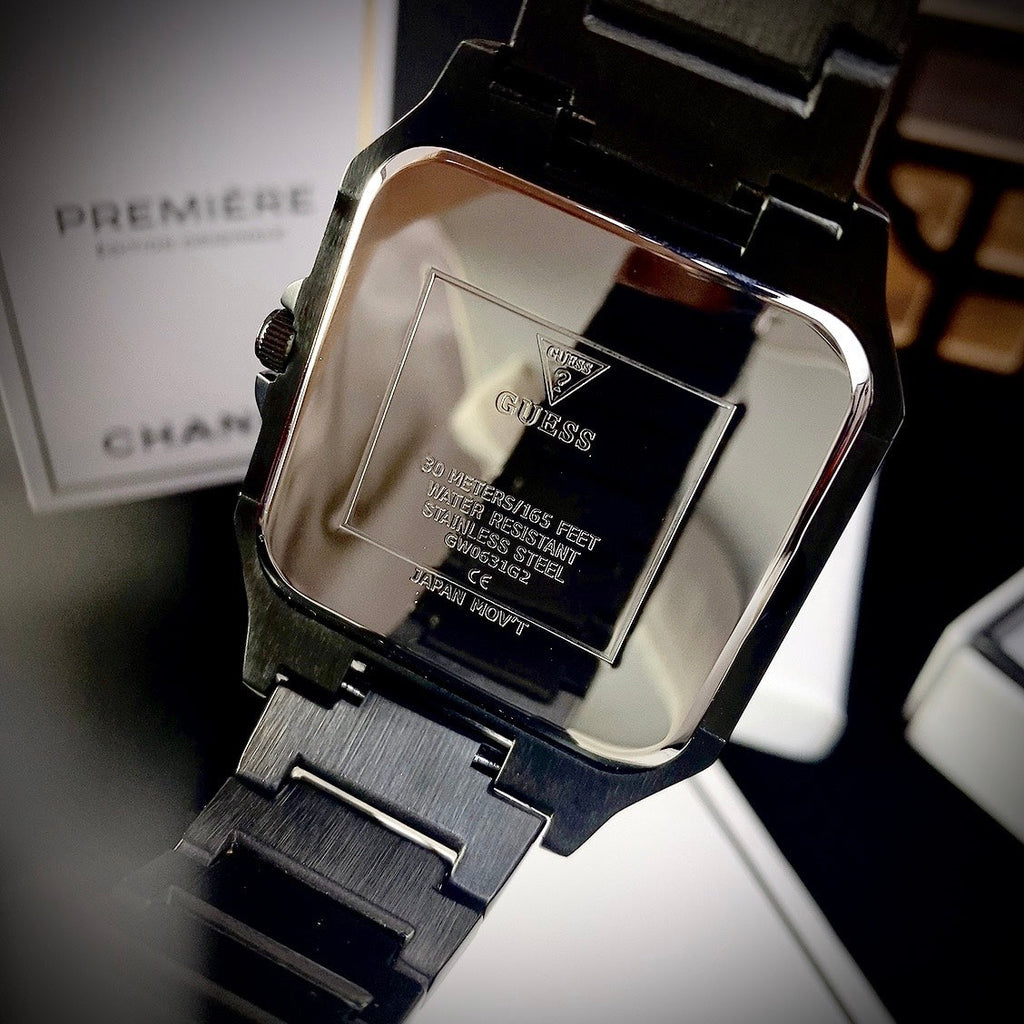 Guess Integrity Analog Black Dial Black Steel Strap Watch for Men - GW0631G2