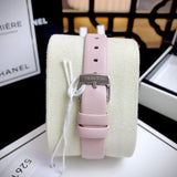Swarovski Lovely Crystals Silver Dial Pink Leather Strap Watch for Women - 5261493