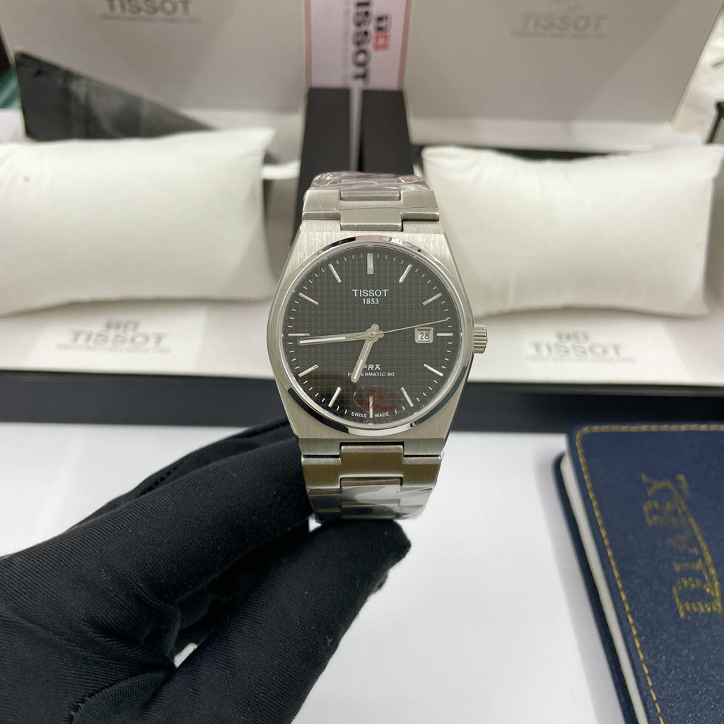 Tissot PRX Powermatic 80 Black Dial Silver Steel Strap Watch for Men - T137.207.11.051.00
