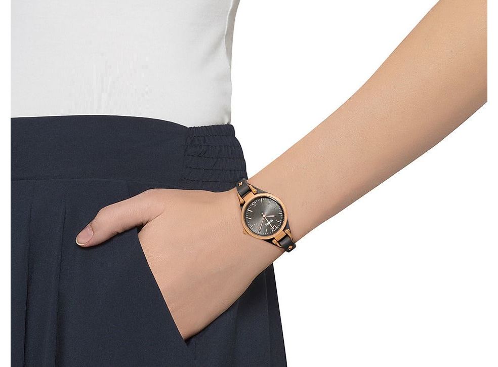 Fossil Georgia Smoke Grey Dial Grey Leather Strap Watch for Women - ES3077