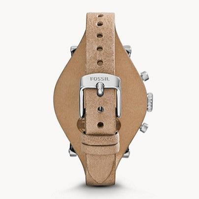 Fossil Boyfriend Chronograph White Dial Brown Leather Strap Watch for Women - ES3625