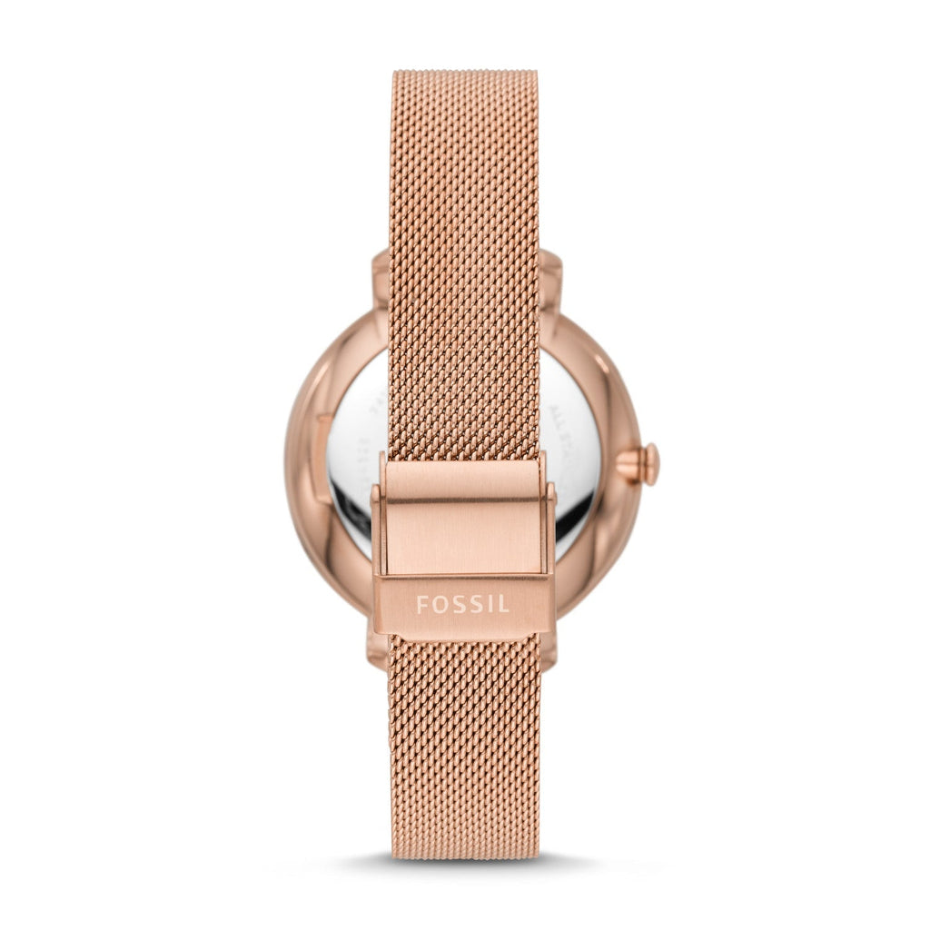 Fossil Jacqueline Quartz Rose Gold Dial Rose Gold Mesh Strap Watch for Women - ES4628