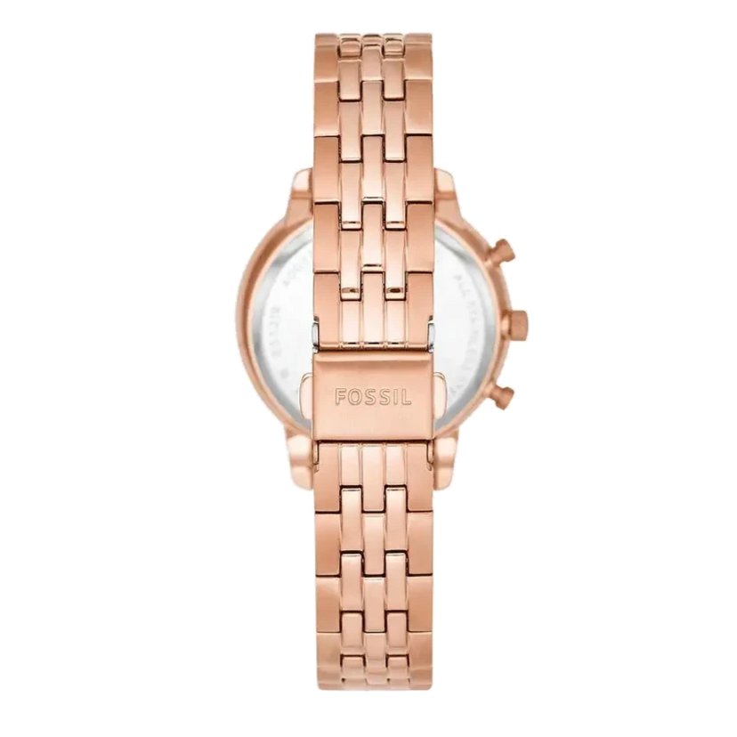 Fossil Neutra Chronograph Mother of Pearl Brown Dial Rose Gold Steel Strap Watch for Women - ES5218