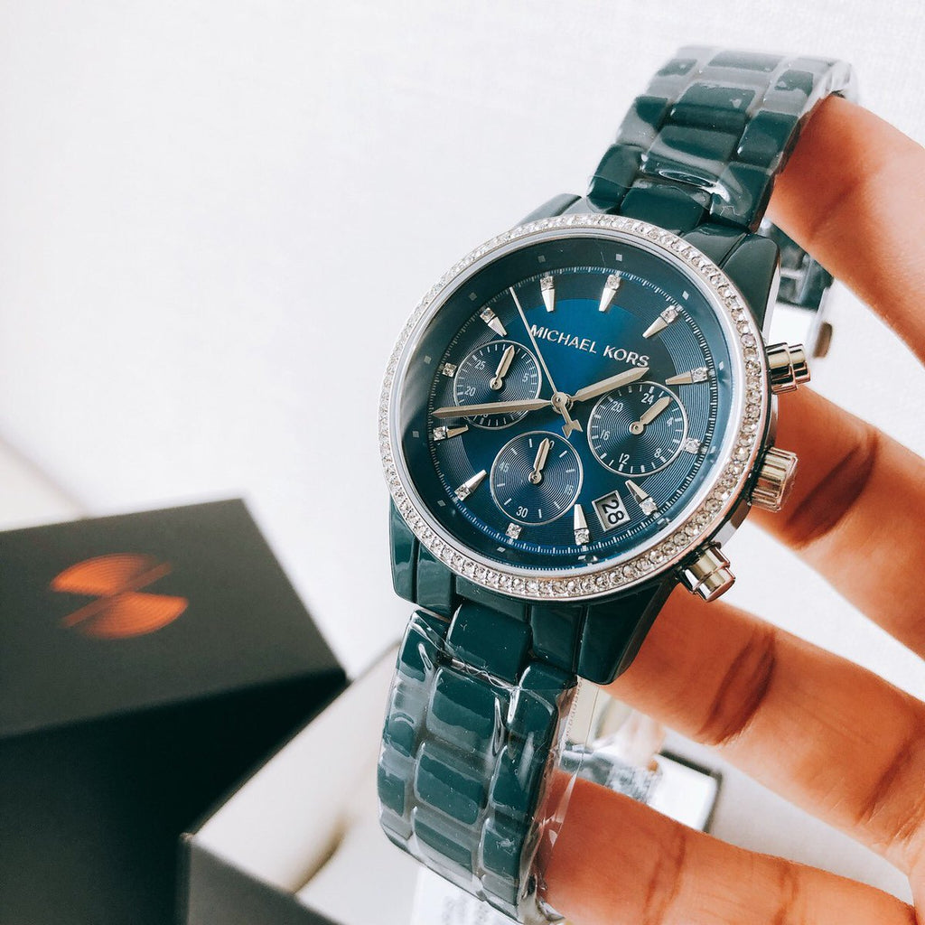 Michael Kors Bradshaw Chronograph Blue Dial Blue Steel Strap Watch For Men - MK6722