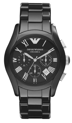 š Emporio Armani Valente Chronograph Black Dial Black Ceramic Strap Watch For Men - AR1400 (100% off)