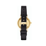 Emporio Armani Gianni T-Bar Quartz Mother of Pearl Dial Black Leather Strap Watch For Women - AR1910