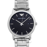 Emporio Armani Luigi Quartz Black Dial Silver Steel Strap Watch For Men - AR2499