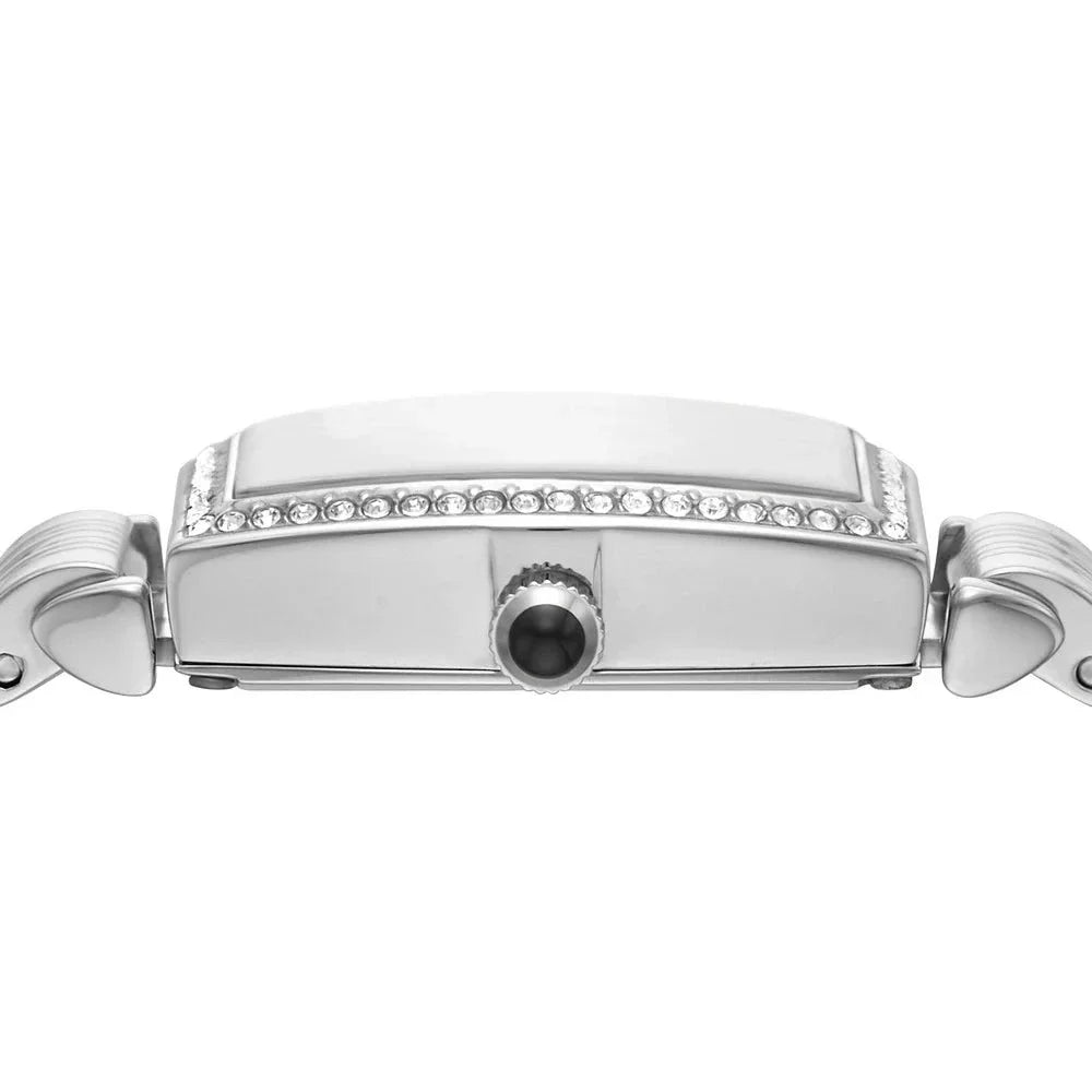 Emporio Armani Gianni T-Bar Quartz White Dial Silver Steel Strap Watch For Women - AR11405