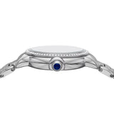 Emporio Armani Mia Three Hand Crystals Blue Dial Silver Steel Strap Watch For Women - AR11630