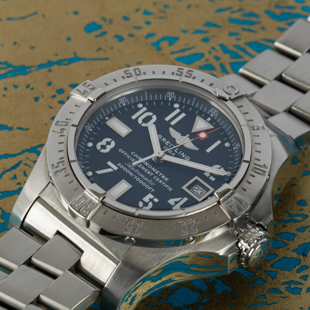 Breitling Aeromarine Avenger Seawolf 45mm Blue Dial Stainless Steel Mens Watch - A1733110/C756